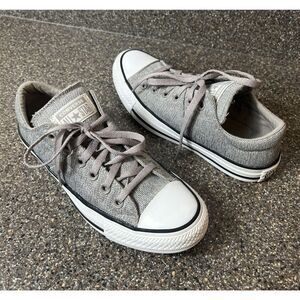 Converse All Star Women Sz 7 Gray Woven Canvas Lace Up Low Sneaker Padded Tongue